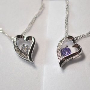 Love Heart Shaped Stone Silver Mesh Necklace ♡ NEW